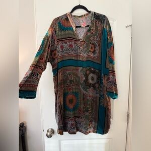 Johnny Was Multicolor Floral Pattern Tunic